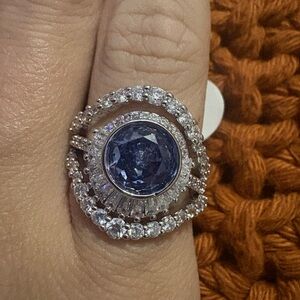 Elegant Silver and Blue Gemstone Ring